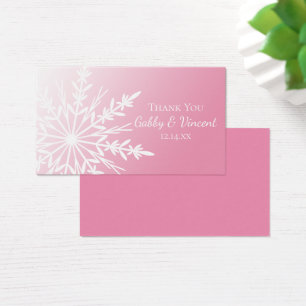 Cartes De Visite Pink Snowflake Winter Wedding Favor Tags