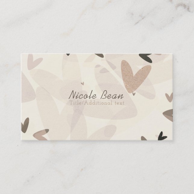 Cartes de visite Pink & Taupe Hearts Modern Chic W (Devant)
