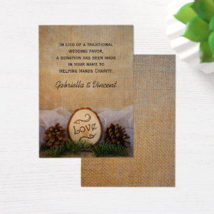 Cartes De Visite Pins rustiques Bois Mariage Charité Favoriser