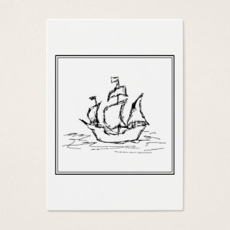 Cartes De Visite Pirate Ship Sketch. Galleon noir et blanc.