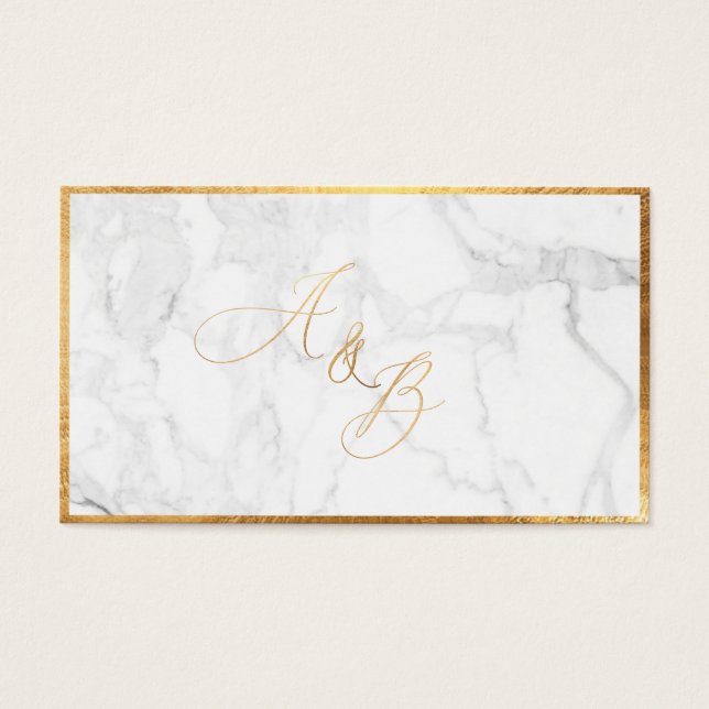 Cartes De Visite PixDezines Monogramme Marbre+Faux Gold Calligraphi (Devant)