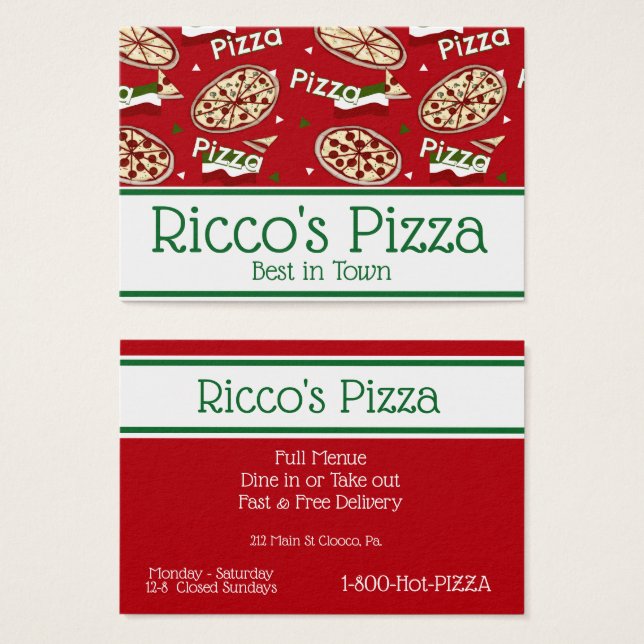 Cartes De Visite Pizza Love (Devant & derrière)