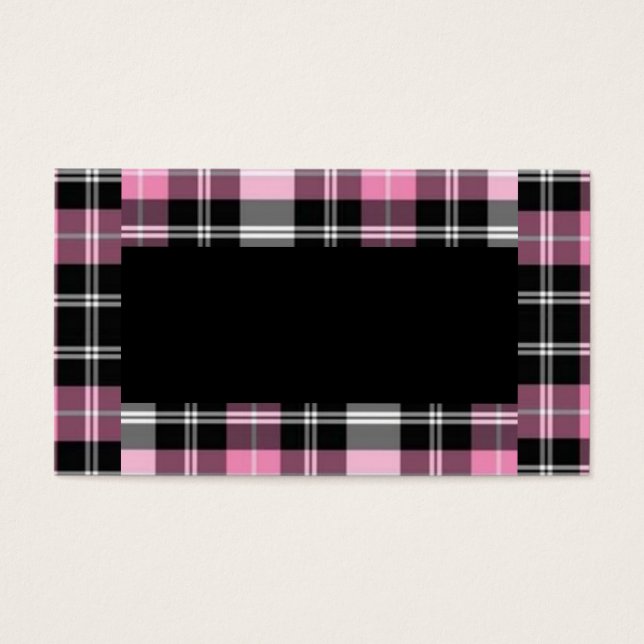 Cartes De Visite Plaid classique rose et noir (Devant)