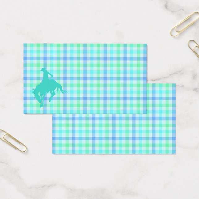 Cartes De Visite Plaid Turquoise Cowboy (Bureau)