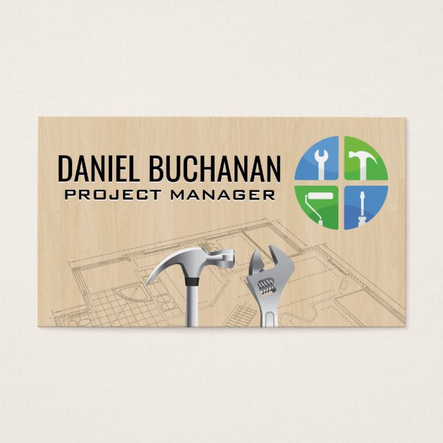 Cartes De Visite Plan directeur | Outils main | Menuiserie | Col bl (Devant)