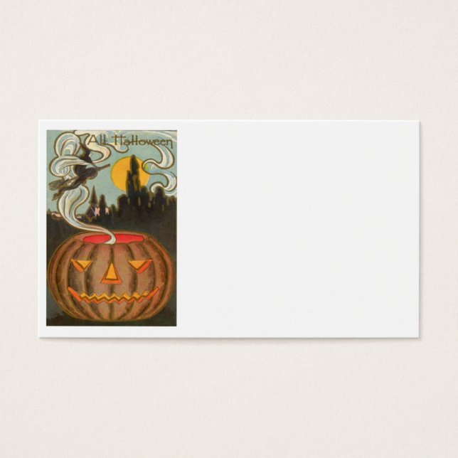 Cartes De Visite Pleine lune citrouille    Jack-o'-lantern Witch (Devant)
