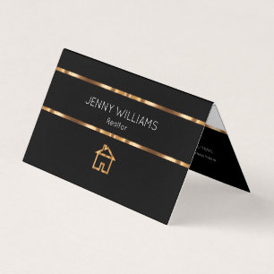 Cartes de visite pliées Thème Classy Gold Realtor