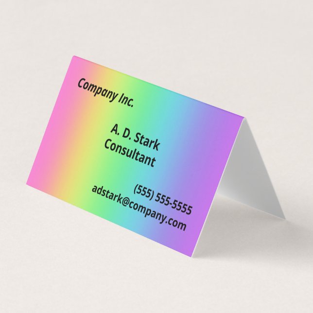 Cartes de visite pliés avec dégradé arc-en-ciel (Devant)
