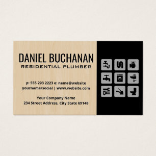 Cartes De Visite Plomber résidentiel   Icônes du système de tuyaute