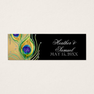 Cartes De Visite Plumes de paon moderne Faux Jewel Scroll Swirl