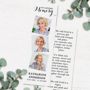 Cartes De Visite Poème commémoratif 3 Photo Signet de prière funéra