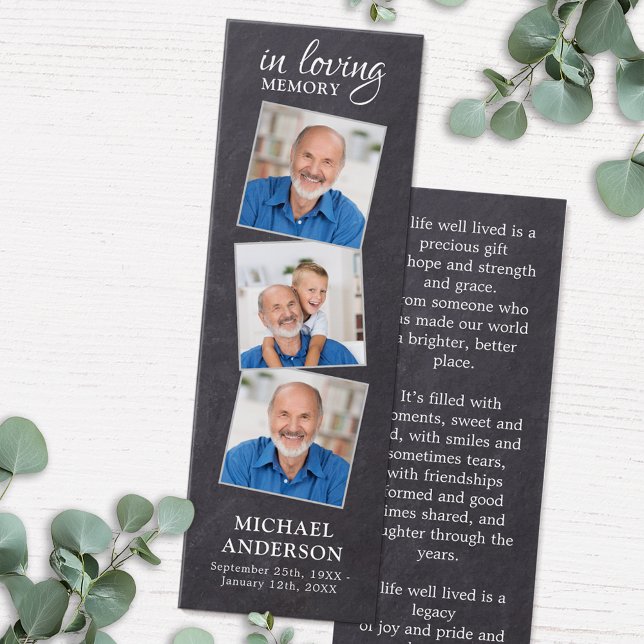 Cartes De Visite Poème commémoratif 3 Photo Signet de prière funéra (Créateur téléchargé)