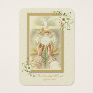 Cartes De Visite Poème d'Ordination des mains du prêtre catholique