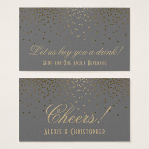 Cartes De Visite Points Gold Confetti Gris Mariage Boire Billets