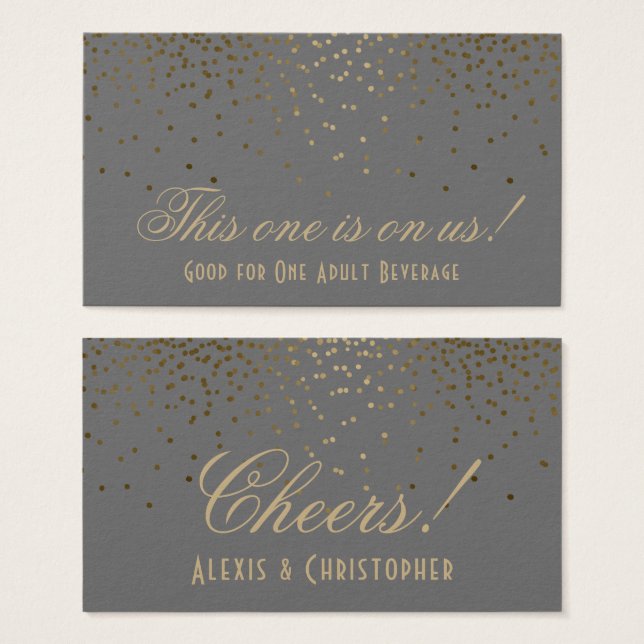 Cartes De Visite Points Gold Confetti sur les billets de boisson Ma (Devant & derrière)