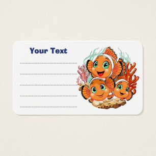 Cartes De Visite Poisson clown Dessin animé mignon Famille Sous l'e
