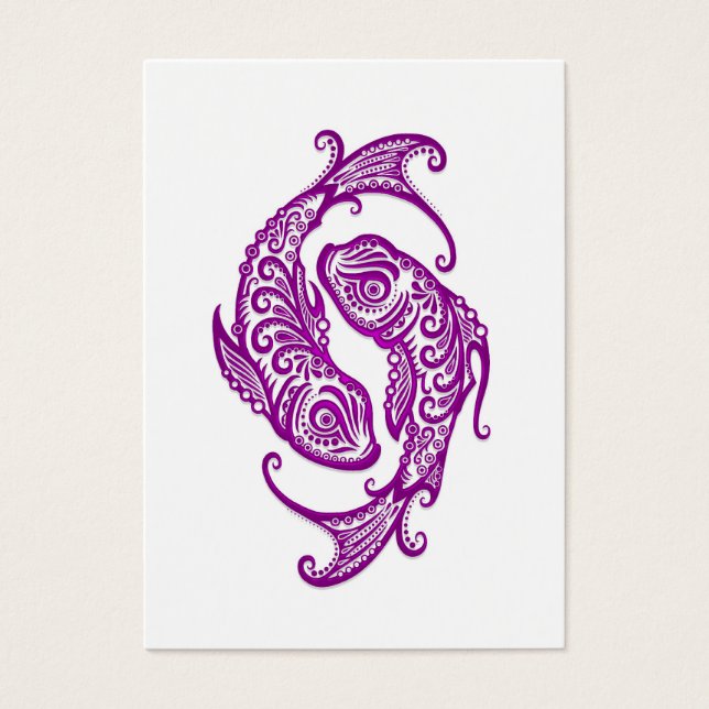 Cartes De Visite Poissons violets complexes Zodiac sur blanc (Devant)