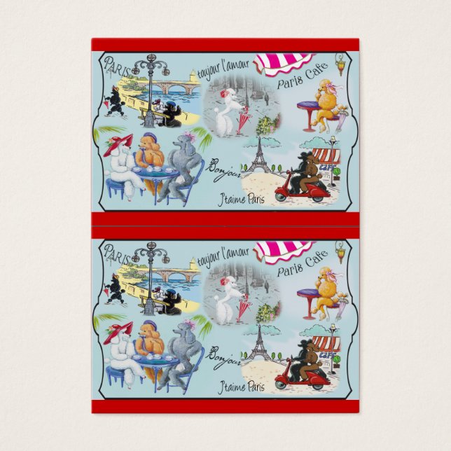 Cartes De Visite Poodles Retro Paris (Devant)