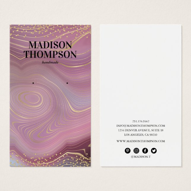 Cartes De Visite Porte-bijoux en marbre rose (Devant & derrière)