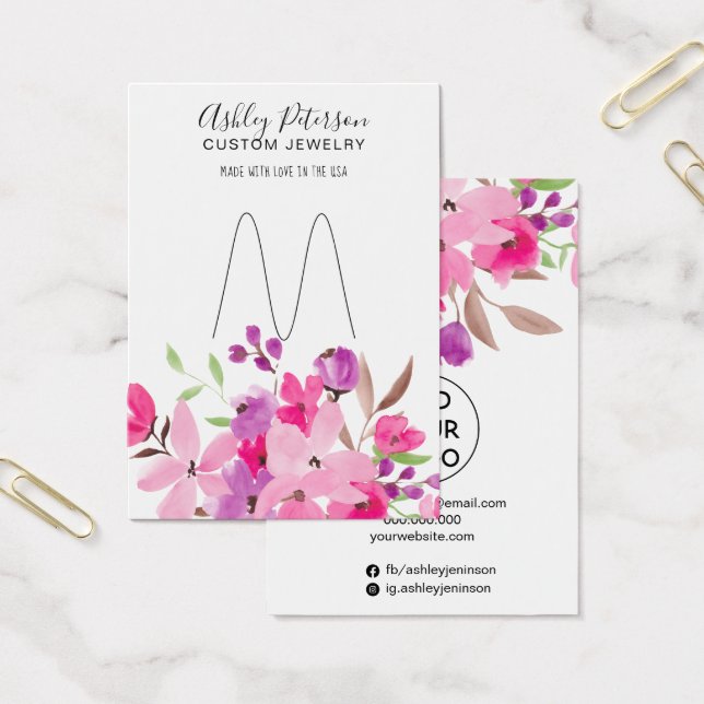 Cartes De Visite Porte-bijoux fleurie rose (Bureau)