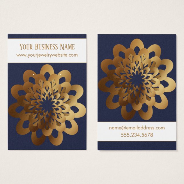 Cartes De Visite Porte-boucles de présentation Fleur Gold Burst Ble (Devant & derrière)