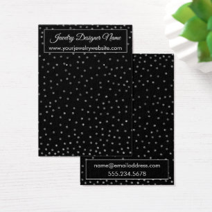 Cartes De Visite Porte-boucles d'oreilles noir avec confettis argen