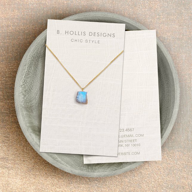 Cartes De Visite Porte-collier, lin blanc (image) (Créateur téléchargé)