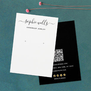 Cartes De Visite Porte d'affichage noir blanc QR Code de script