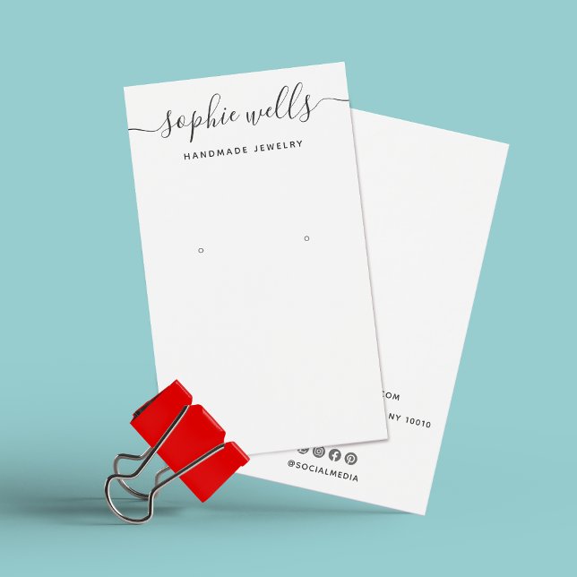 Cartes De Visite Porte-écran élégant à oreille blanche de script (Créateur téléchargé)