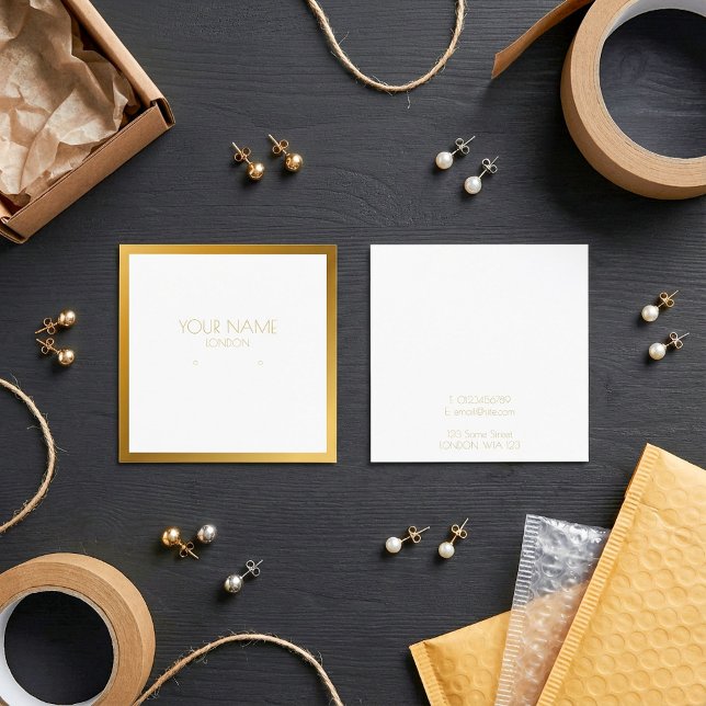 Cartes De Visite Porte-oreille à bordure or (Thick gold border earring holder.)