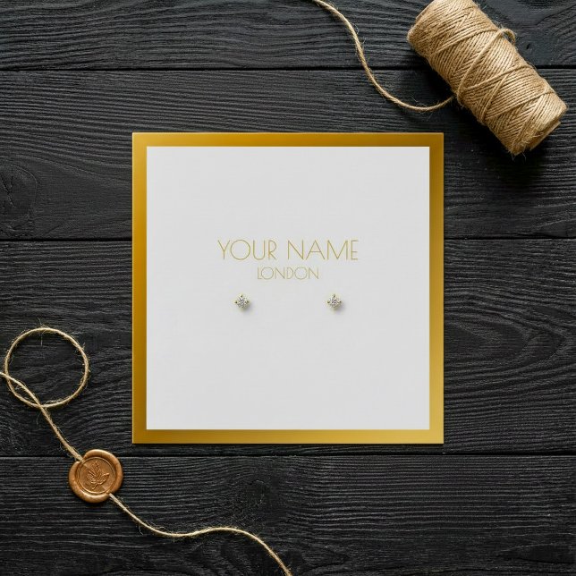 Cartes De Visite Porte-oreille à bordure or (Bold Gold border earring holder.)