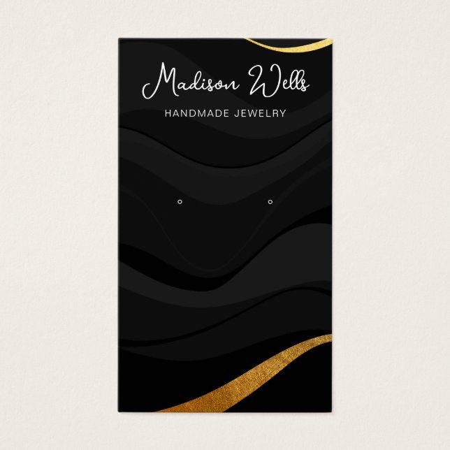 Cartes De Visite Porte-oreille Black Gold Waves (Devant)