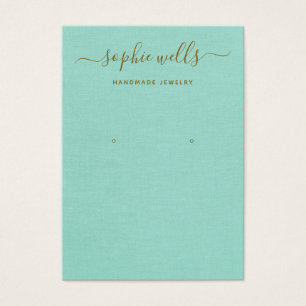 Cartes De Visite Porte-oreille bleu Aqua Script simple