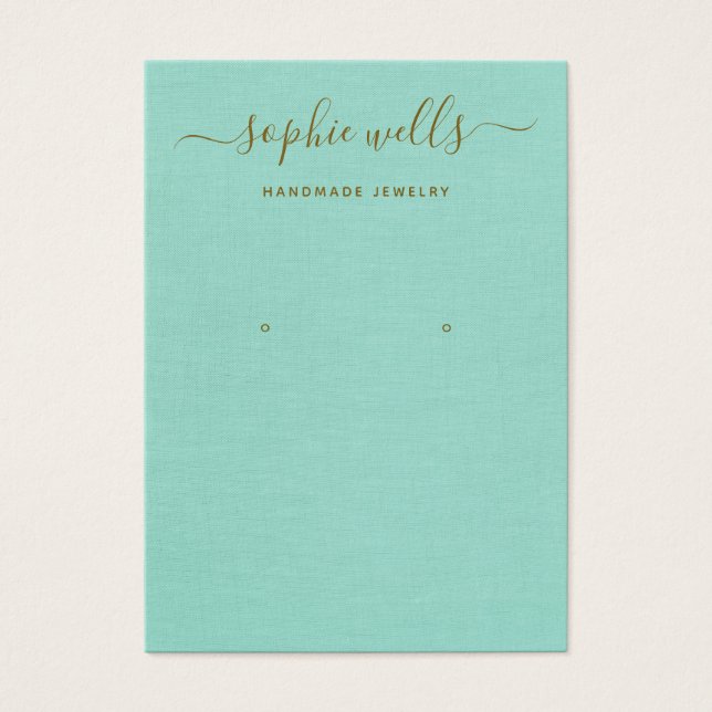 Cartes De Visite Porte-oreille bleu Aqua Script simple (Devant)