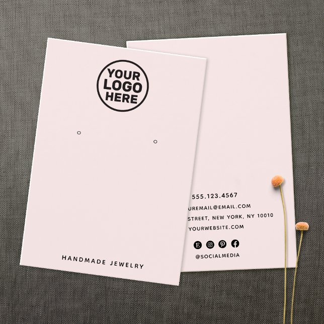 Cartes De Visite Porte-oreille de logo personnalisé rose (Créateur téléchargé)