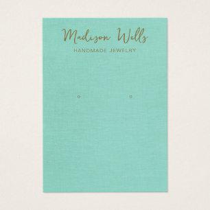 Cartes De Visite Porte-oreille en lin turquoise