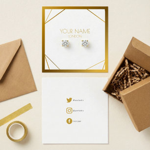 Cartes De Visite Porte-oreille géométrique or, icônes sociales