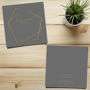 Cartes De Visite Porte-oreille gris pentagone en or géométrique