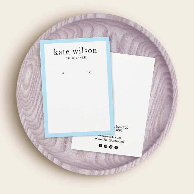 Cartes De Visite Porte-oreille Pastel Bordure Bleue (Créateur téléchargé)