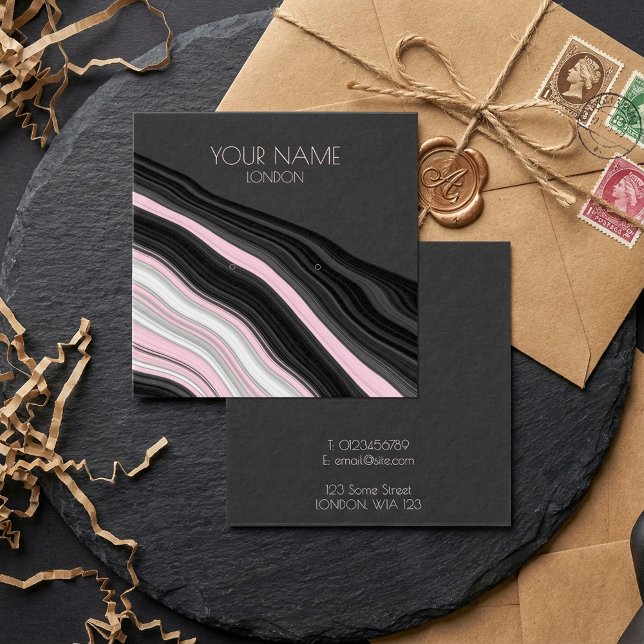 Cartes De Visite Porte-oreille rayée, effet Agate (Agate effect stripy earring holder.)