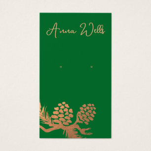 Cartes De Visite Porte verte à cônes de pin de cuivre