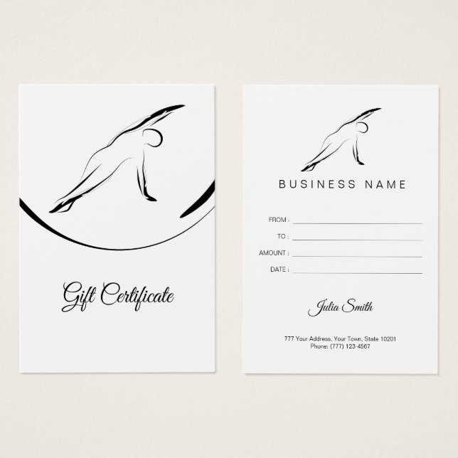 Cartes De Visite pose de flexion latérale Pilates (Devant & derrière)