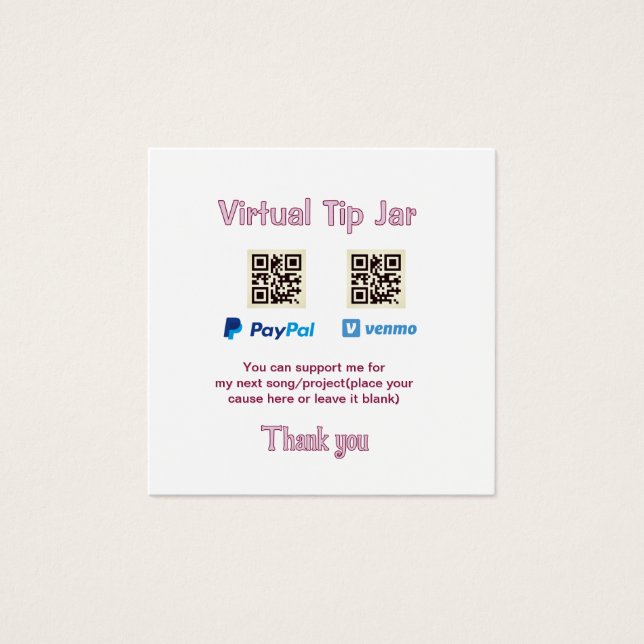 Cartes De Visite Pot virtuel de pourboires code q r don d'argent Pa (Devant)