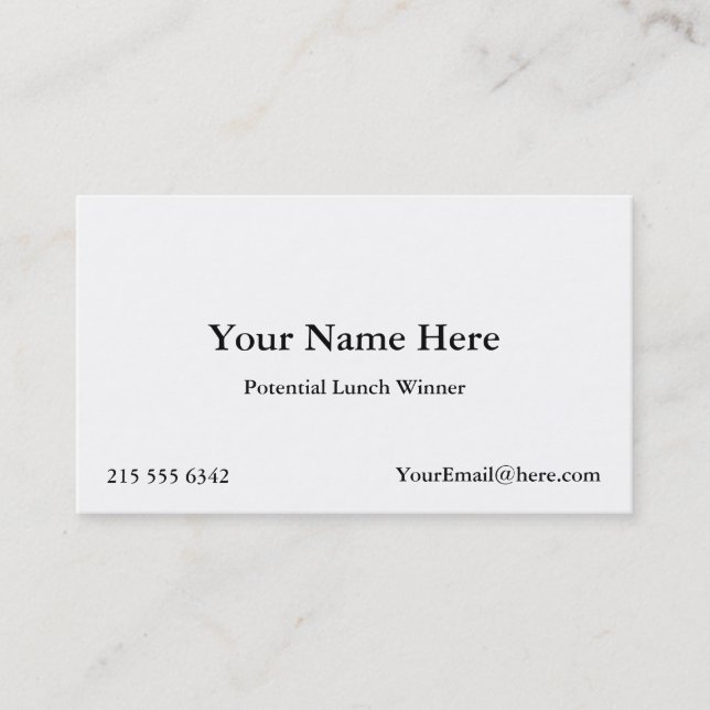 Cartes de visite potentiels de gagnant de déjeuner (Devant)