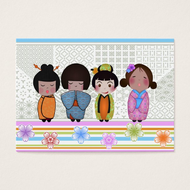 Cartes De Visite poupées de kokeshi (Devant)