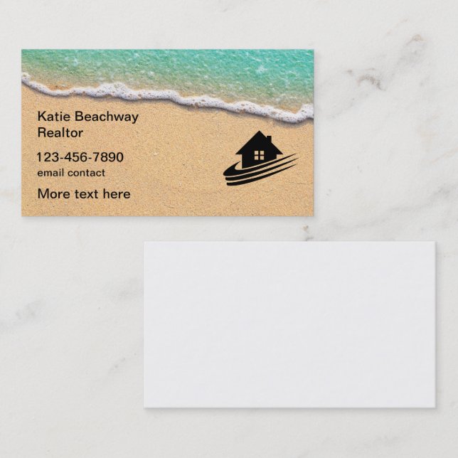 Cartes de visite pour agent immobilier de la plage (Devant / Derrière)