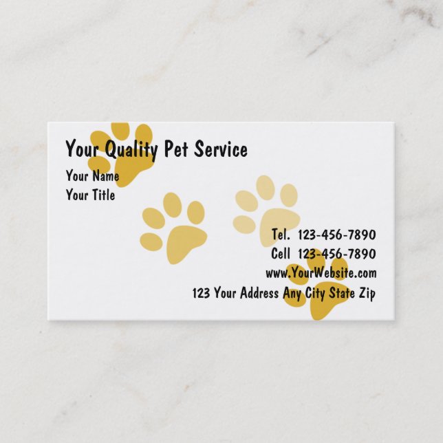 Cartes de visite pour animaux de compagnie (Devant)