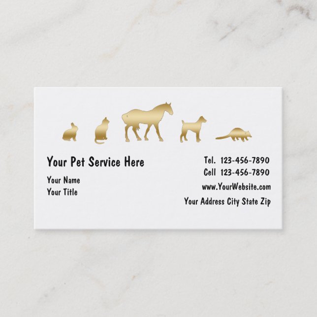 Cartes de visite pour animaux de luxe (Devant)
