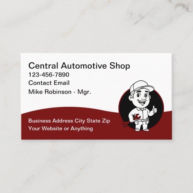 Cartes de visite pour atelier de réparation automo (Devant)