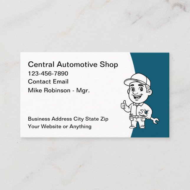 Cartes de visite pour atelier de réparation automo (Devant)